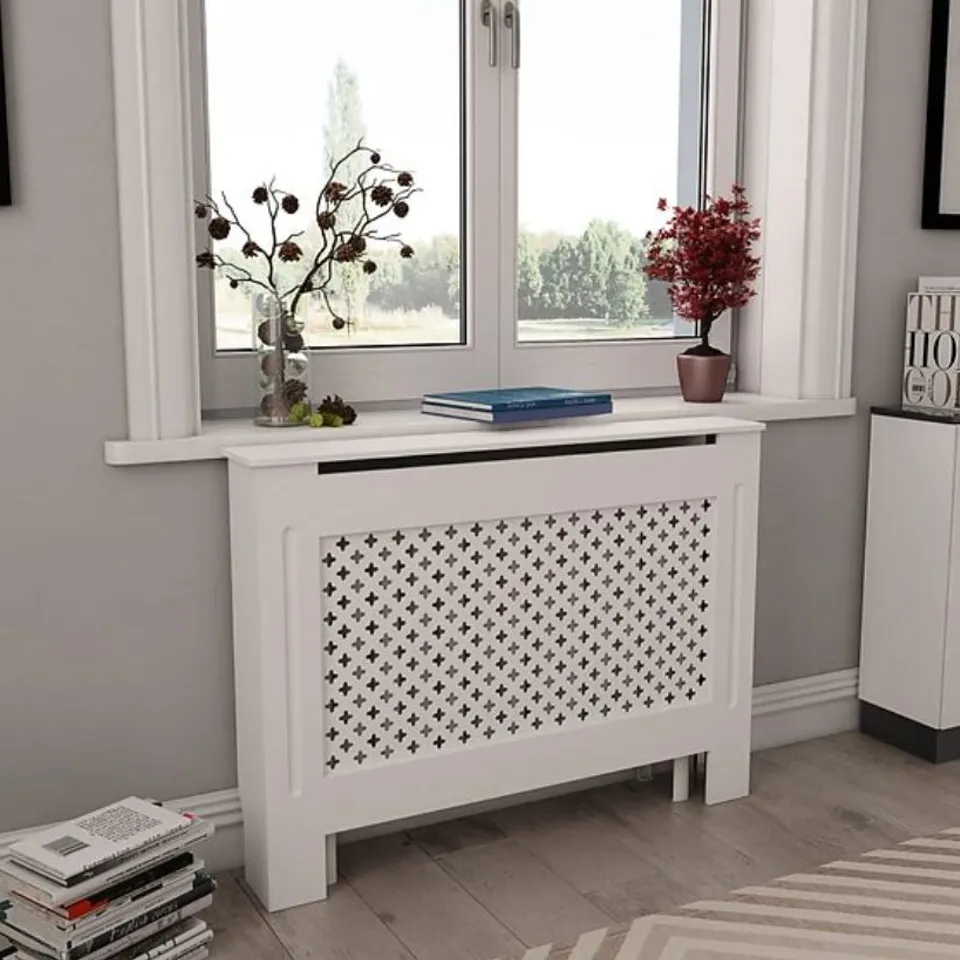 BOXED VIDAXL RADIATOR COVER WHITE 112X19X81.5 CM MDF