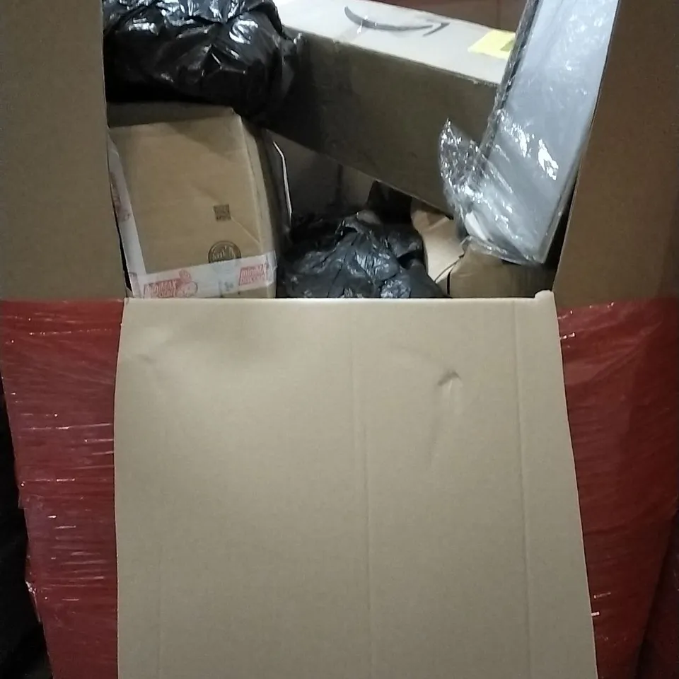 PALLET OF HOUSEHOLD ITEMS TO INCLUDE UMBRELLA, STAND MIXER, SALAD MIXER, FAN AND OTHER ASSORTED ITEMS...