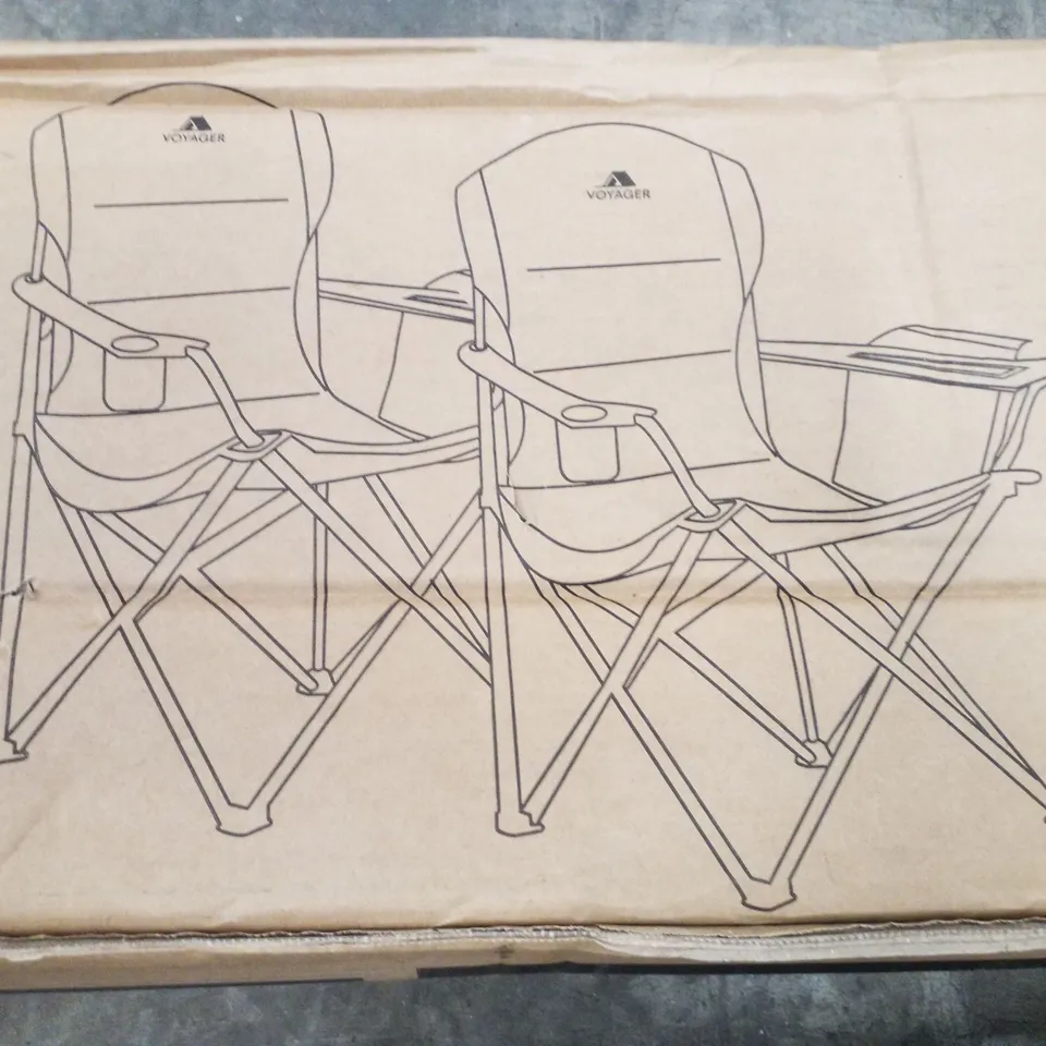 BOXED VOYAGER 2PK COOL ARM CHAIRS WITH CUPHOLDER & COOLER POCKET - NAVY