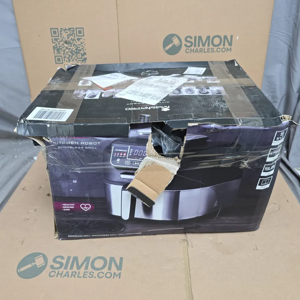 MASTERPRO KITCHEN ROBOT SMOKELESS GRILL 5.6LTR 1760W - BLACK (BOXED)
