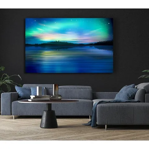 BOXED NORTHERN LIGHTS LAKE DREAM LAKE - WRAPPED CANVAS
