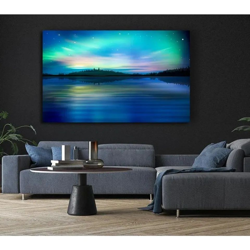 BOXED NORTHERN LIGHTS LAKE DREAM LAKE - WRAPPED CANVAS