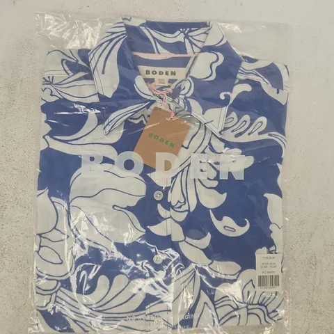 BAGGED BODEN SIENNA LINEN SHORT IN BLUE/WHITE SIZE UK 10R