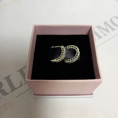 BOXED PANDORA SILVER HEART EARRINGS 