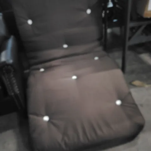 SINGLE FUTON CHAIR – CHOCOLATE UPHOLSTERY (76CM H X 91CM W X 78CM D)