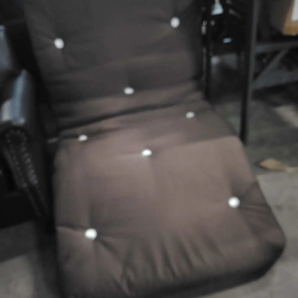 SINGLE FUTON CHAIR – CHOCOLATE UPHOLSTERY (76CM H X 91CM W X 78CM D)