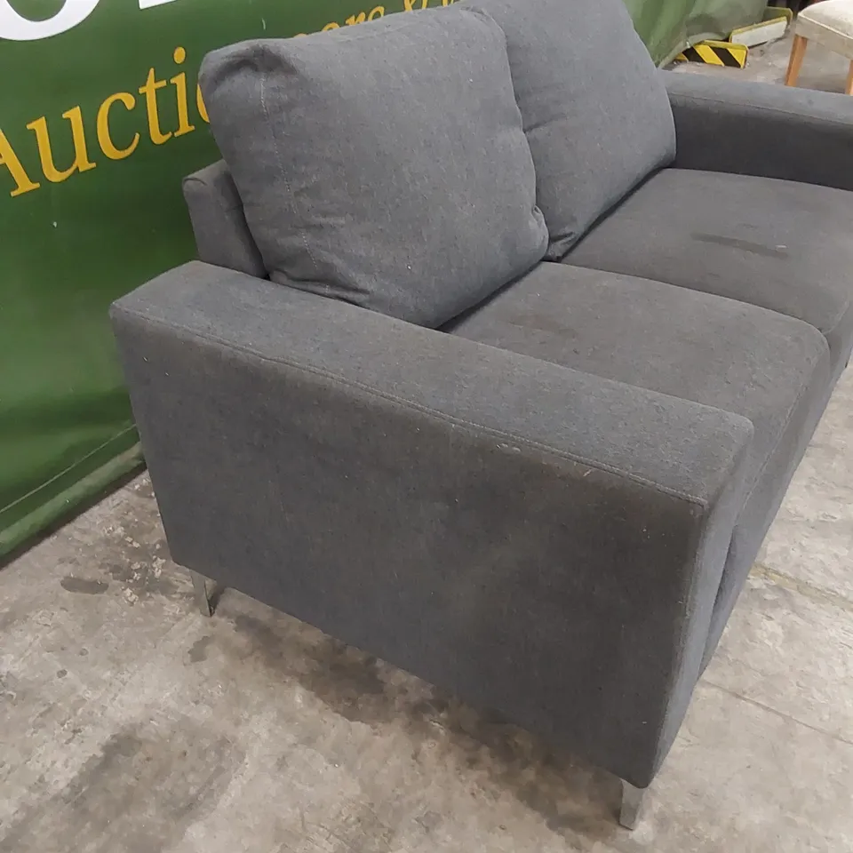 BALTIMORE SLATE GREY PLUSH FABRIC 2 SEATER SOFA 