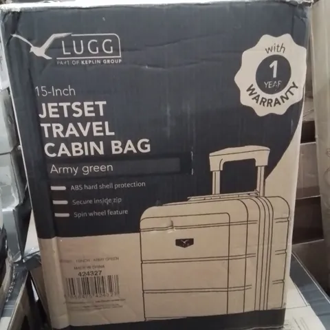 BOXED LUGG 15INCH JETSET TRAVEL CABIN BAG ARMY GREEN 