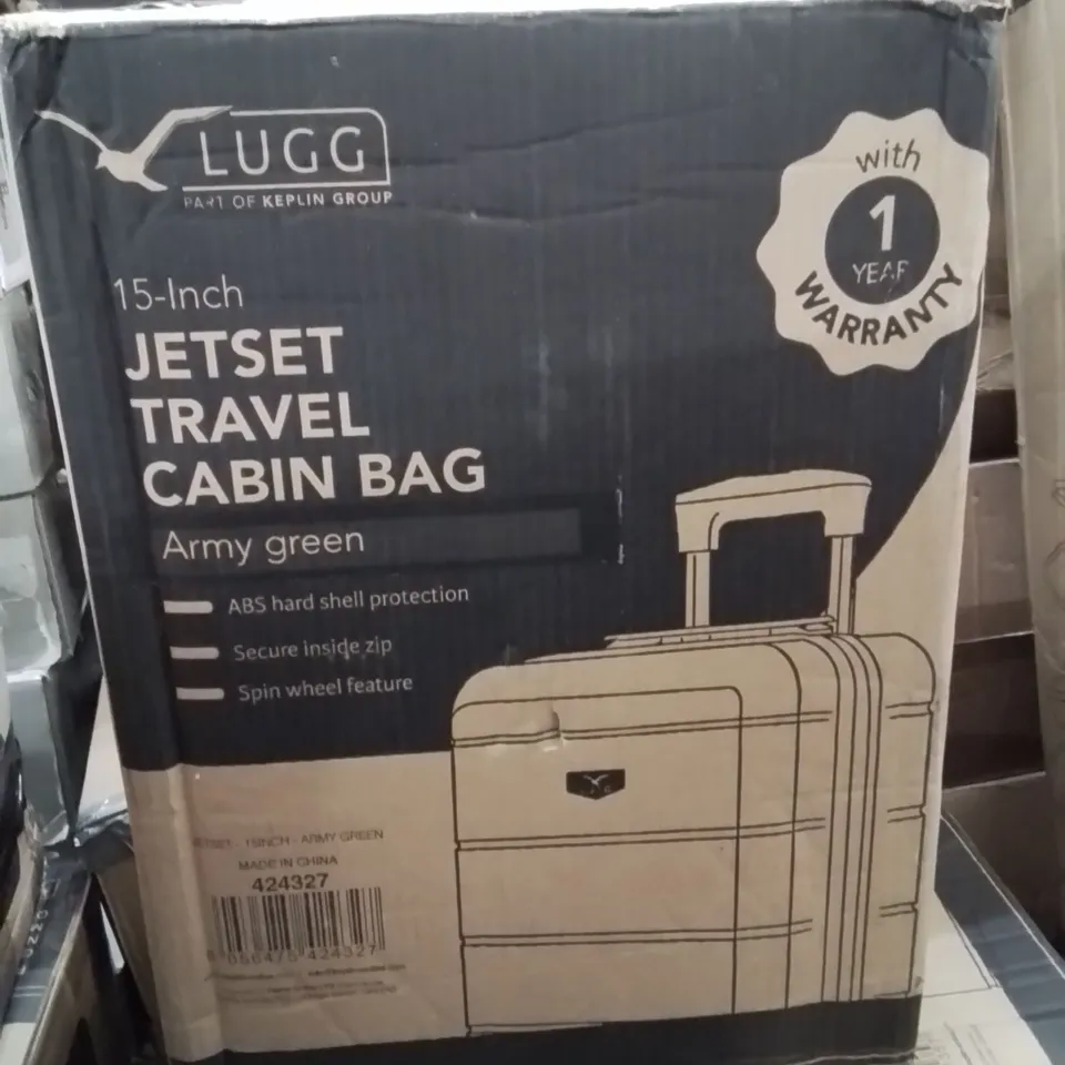 BOXED LUGG 15INCH JETSET TRAVEL CABIN BAG ARMY GREEN