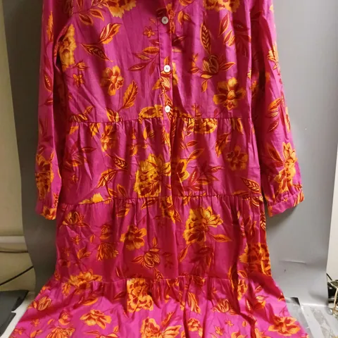 HELENE BERMAN LADIES LONG SLEEVED SHIRT DRESS PINK FLORAL DESIGN SIZE 12
