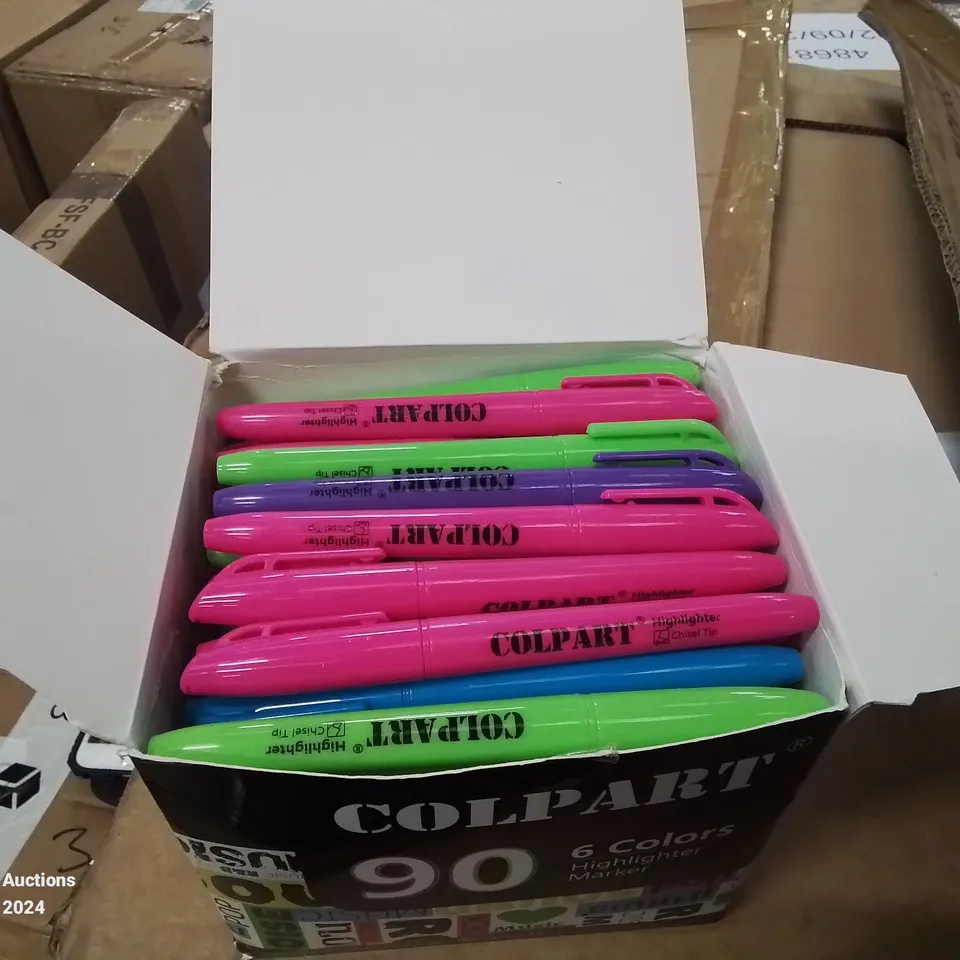 BOX OF 9P HIGHLIGHTER PENS IN 6 COLOURS 