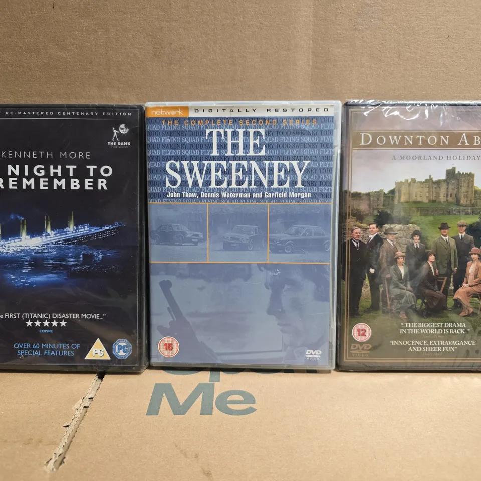 APPROXIMATELY 6 ASSORTED DVDS TO INCLUDE A NIGHT TO REMEMBER, THE SWEENY, DOWNTON ABBEY, ETC