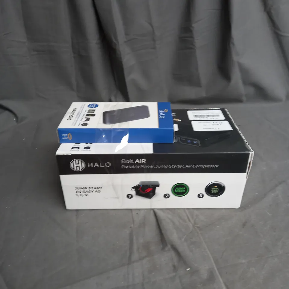 BOXED HALO BOLT AIR CAR JUMP STARTER/AIR PUMP/5K MAH PORTABLE CHARGER