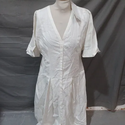 COS WHITE RECYCLED LINEN DRESS - UK 8