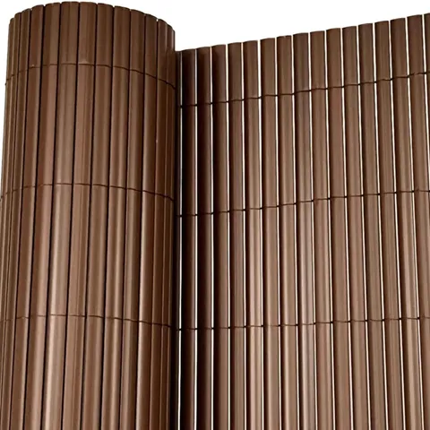 BOXED 1M X 4M BROWN PVC OUTDOOR GARDEN FENCING PRIVACY SCREEN ROLL