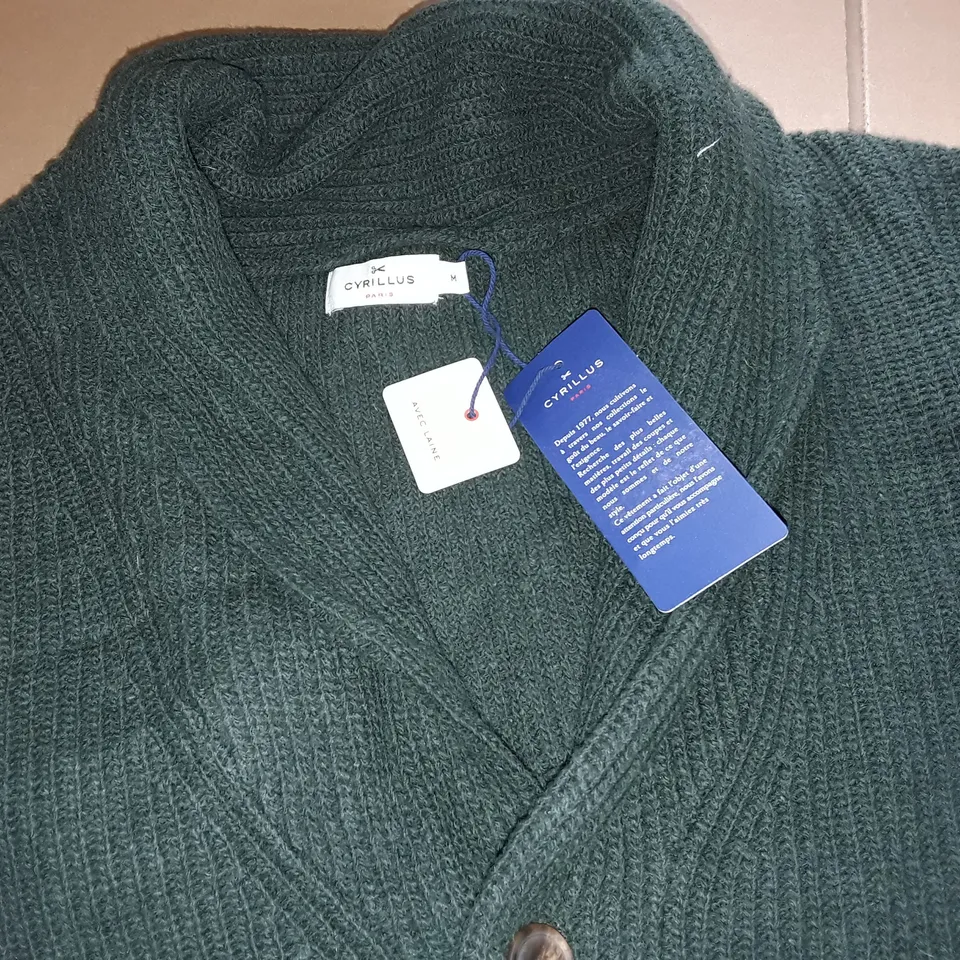 CYRILLUS GREEN CARDIGAN - M
