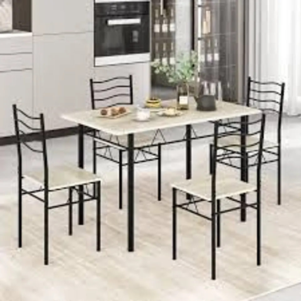 BOXED COSTWAY 4 SEATER COUNTER HEIGHT DINING SET NATURAL