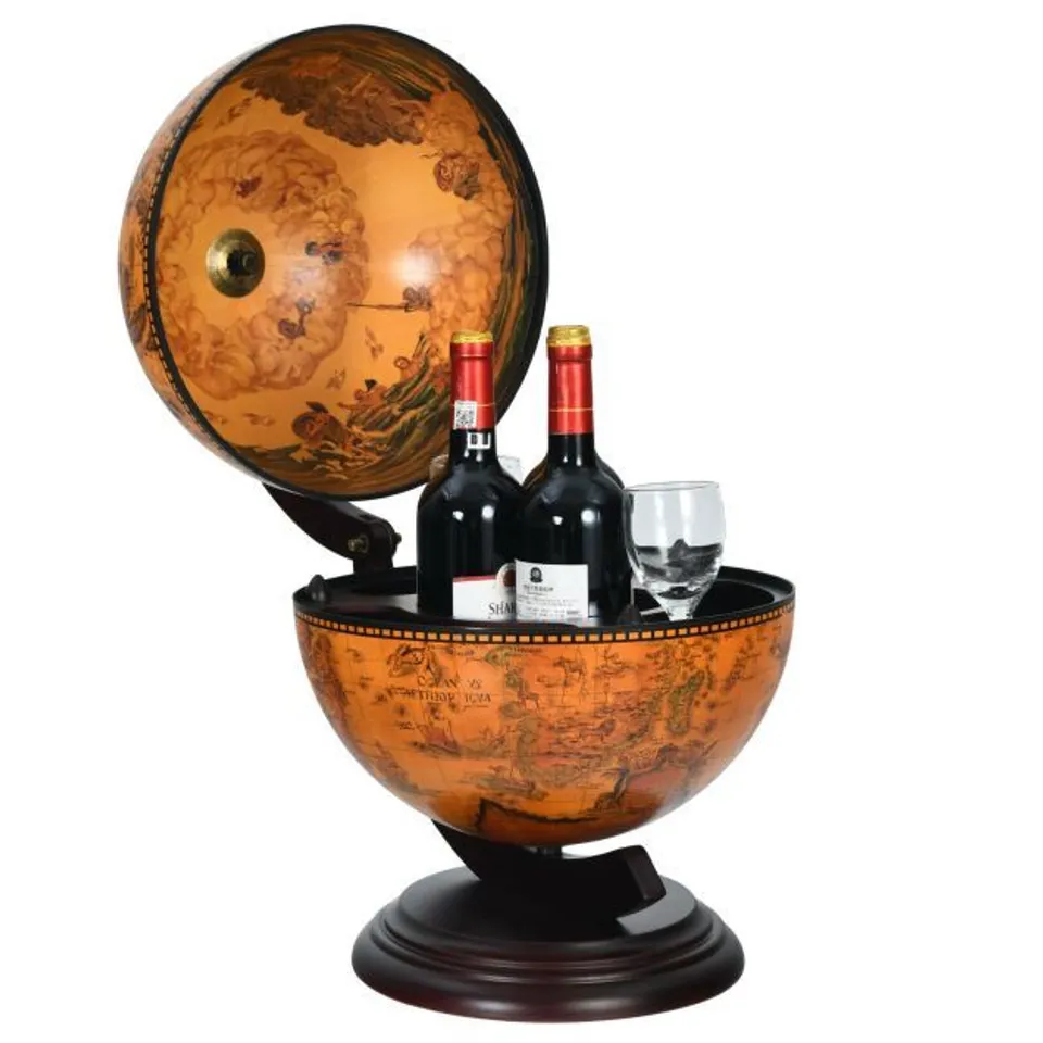 BOXED COSTWAY TABLETOP RETRO GLOBE BAR WITH MAP PATTERNS 