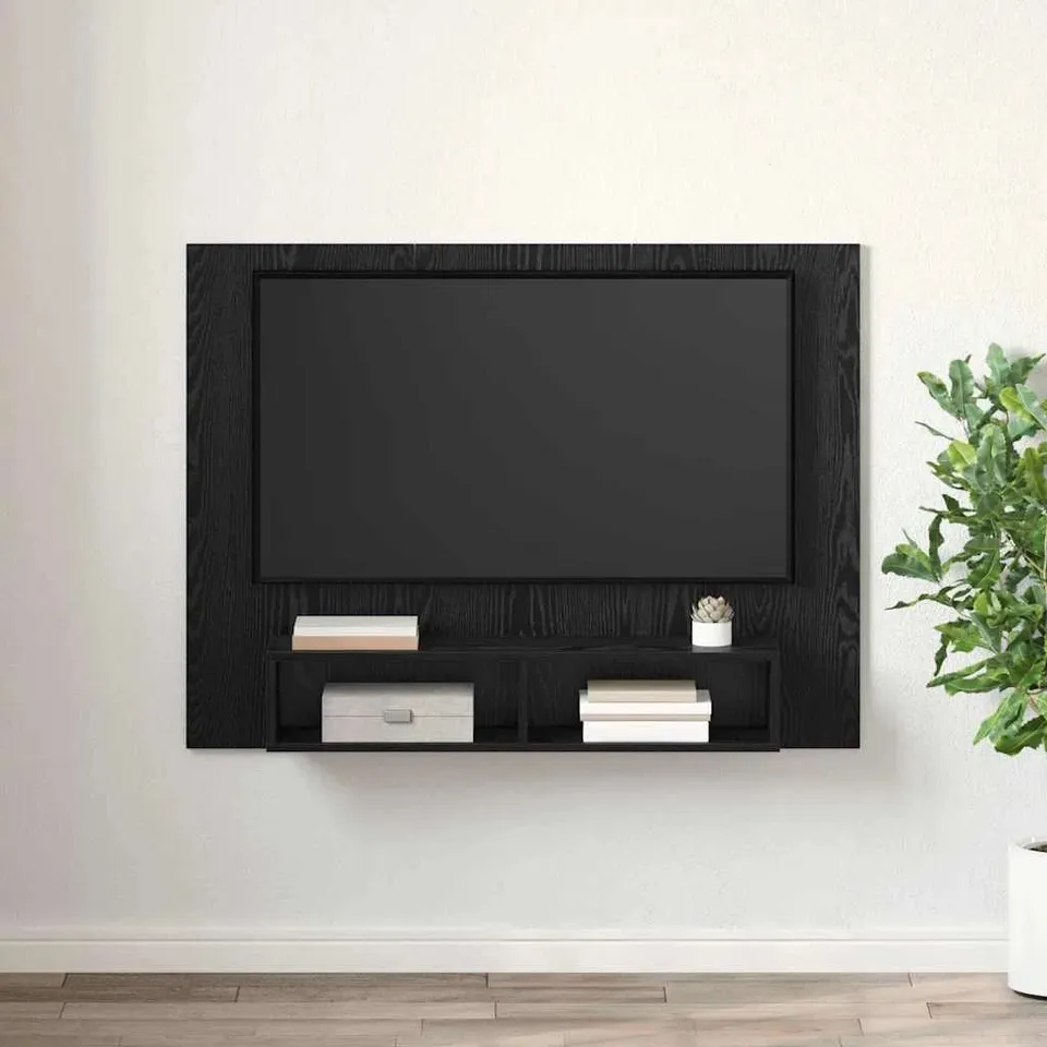 BOXED WALL TV CABINET BLACK OAK 120×23.5×90CM ENGINEERED WOOD