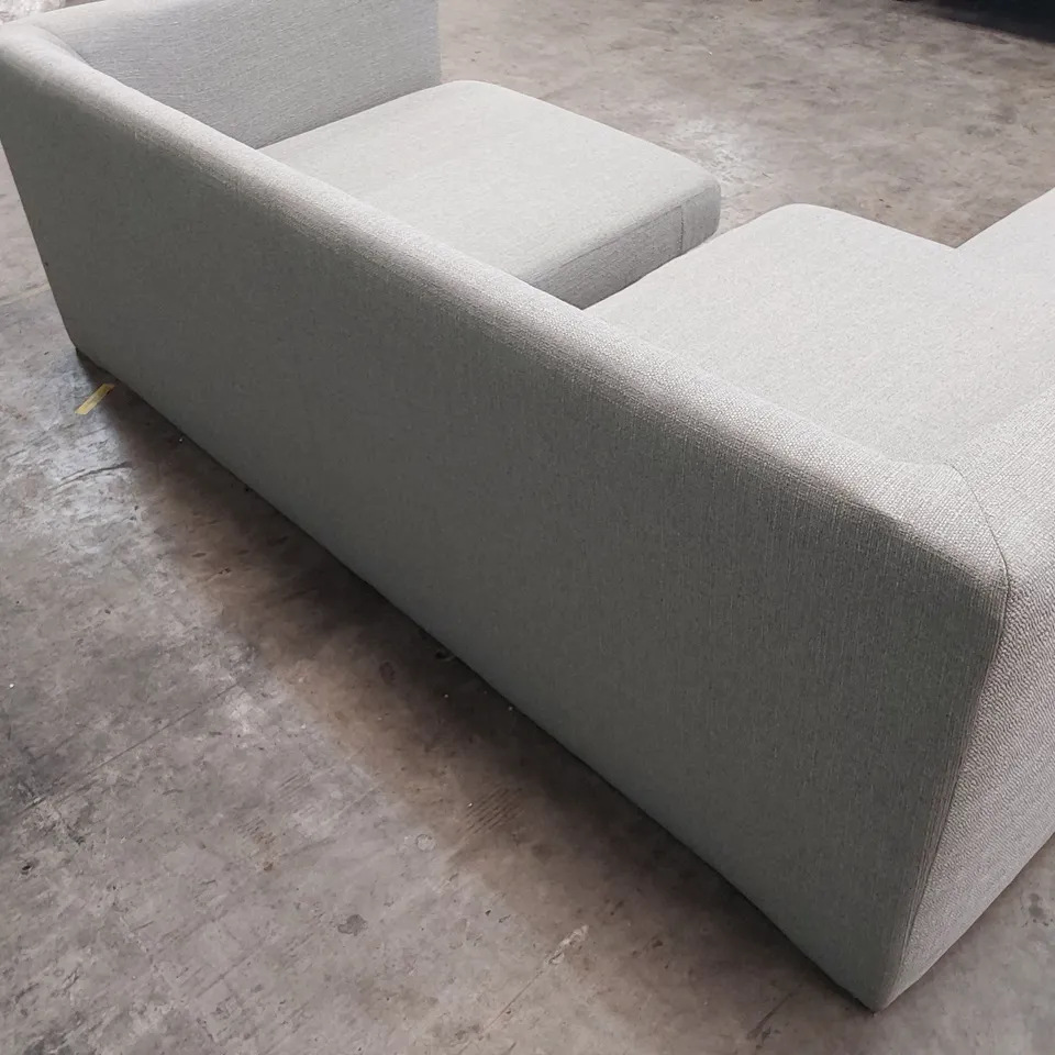DESIGNER CHAISE SOFA LIGHT GREY FABRIC 
