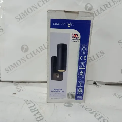 BOXED SEARCHLIGHT CYLINDER 2 LIGHT OUTDOOR SCONCE BLACK