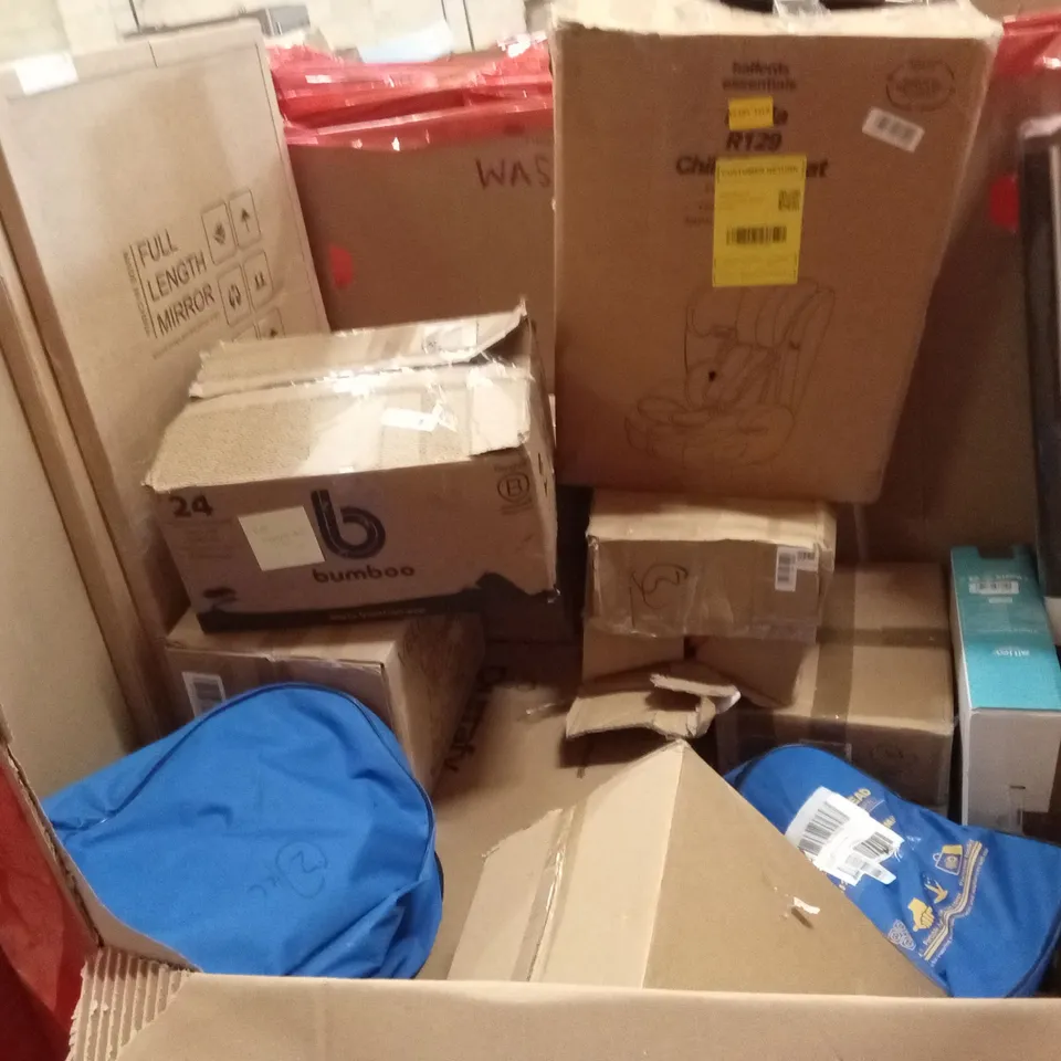 PALLET OF ASSORTED HOUSEHOLD GOODS AND PRODUCTS TO INCLUDE; INDUCTION COOKER TOP, FULL-LENGTH MIRROR, BUBBLE MATE FOOT SPA ETC