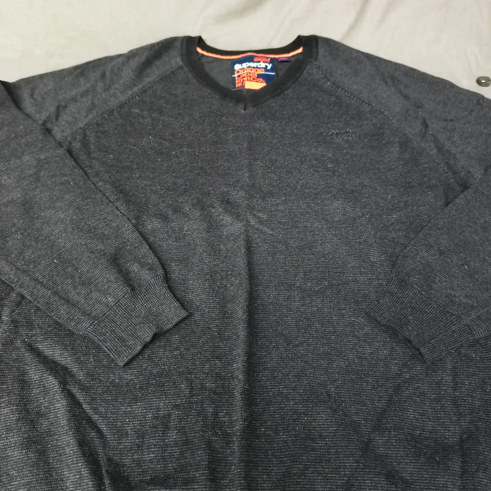 SUPERDRY ORANGE LABEL KNIT CO. JUMPER – DARK GREY, MEN'S - SIZE XXL