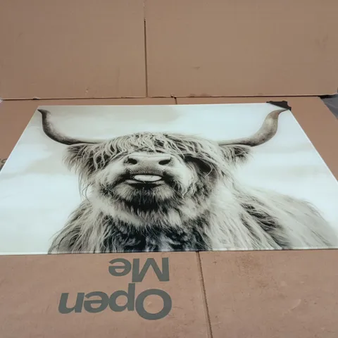 HIGHLAND COW GLASS ART 30 X 24" APPROX BOXED