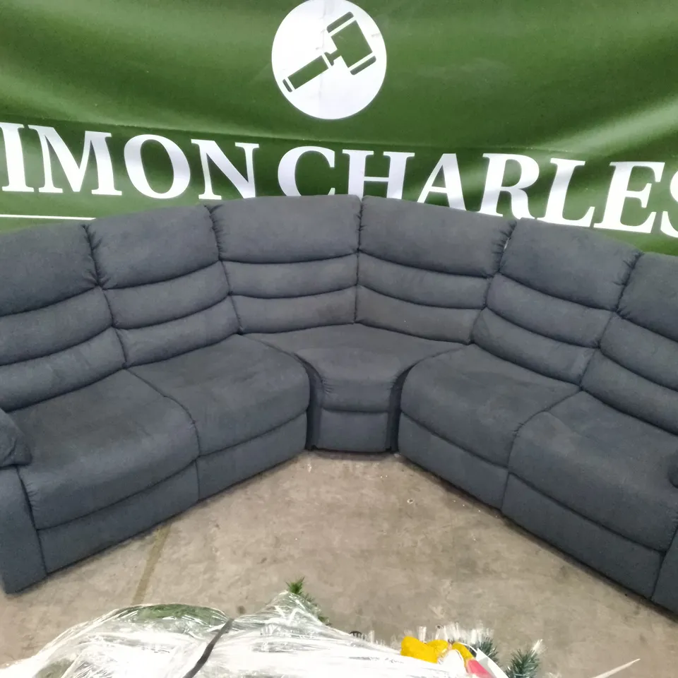 QUALITY DESIGNER SORRENTO RECLINER CORNER SOFA - SLATE GREY PLUSH FABRIC 