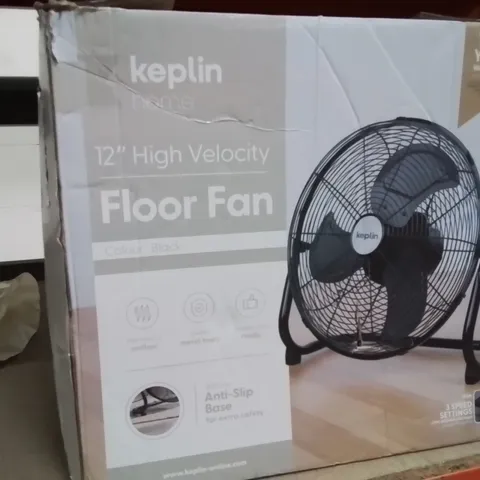 BOXED KEPLIN 12" FLOOR FAN BLACK