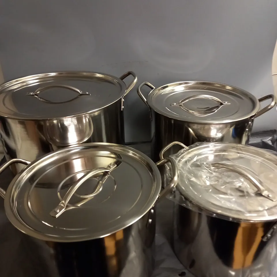 BOXED 4PC STAINLESS STEEL STOCK POT SET