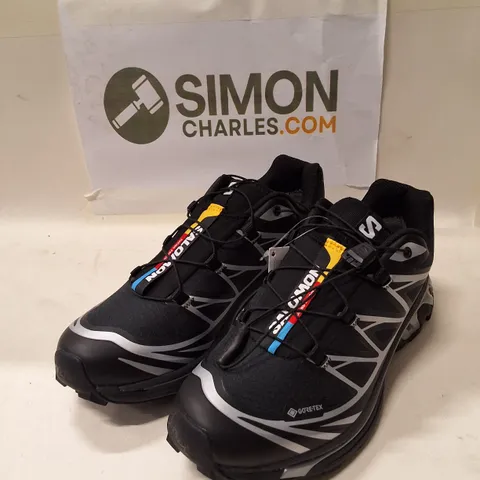 SALOMON XT-6 GTX SHOES – BLACK/BLACK/SILVER, UK 6
