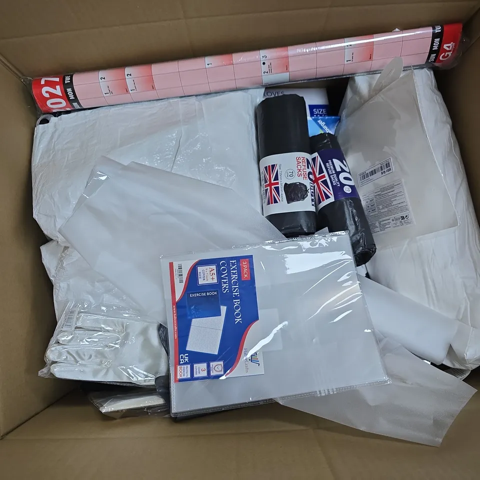 APPROXIMATELY 20 ASSORTED ITEMS TO INCLUDE METAL PILLOWS, BLUE NITRILE GLOVES, REFUSE SACKS, ETC - COLLECTION ONLY