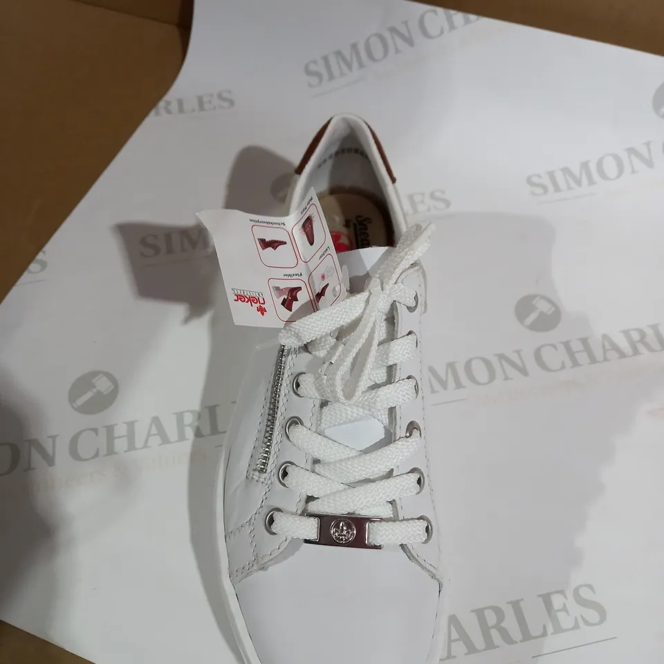 RIEKER SIDE ZIP WHITE TRAINERS SIZE 6 