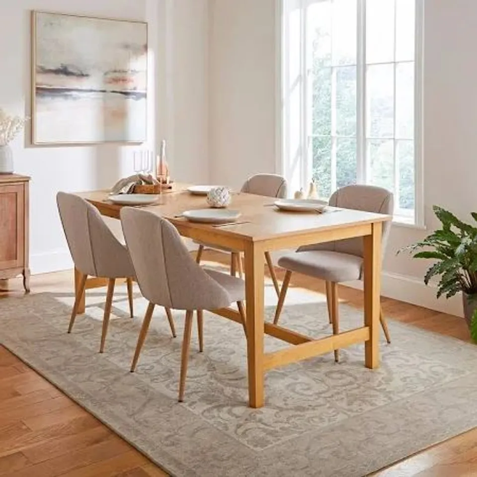 BOXED FREDERICK 8 SEATER RECTANGULAR EXTENDABLE DINING TABLE - OAK VENEER (1 BOX)