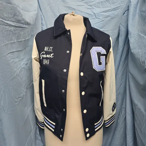 GANT VARSITY JACKET – EVENING BLUE WITH CREAM SLEEVES, UK 10-11Y