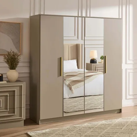 BOXED DUSK DARCEY 4 DOOR WARDROBE - TAUPE (4 BOXES)