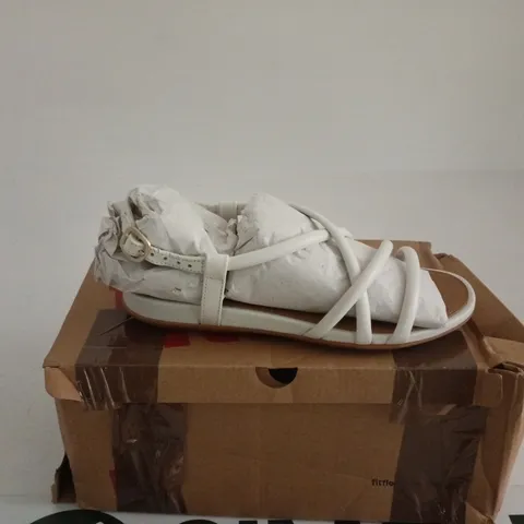 FITFLOP GRACIE LEATHER STRAP SANDALS WHITE UK 3 BOXED