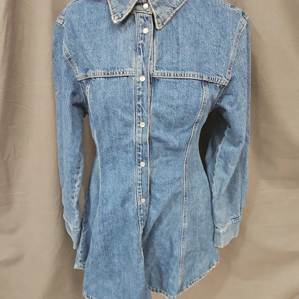 ZARA SNAP BUTTON FRONT DENIM SHIRT DRESS – BLUE, WOMEN'S, SIZE S 
