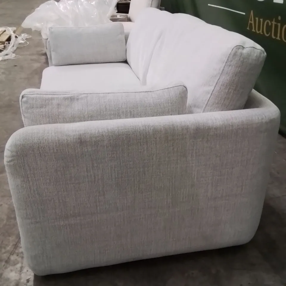 LIGHT GREY FABRIC UPHOLSTERED 2 SEATER SOFA BED