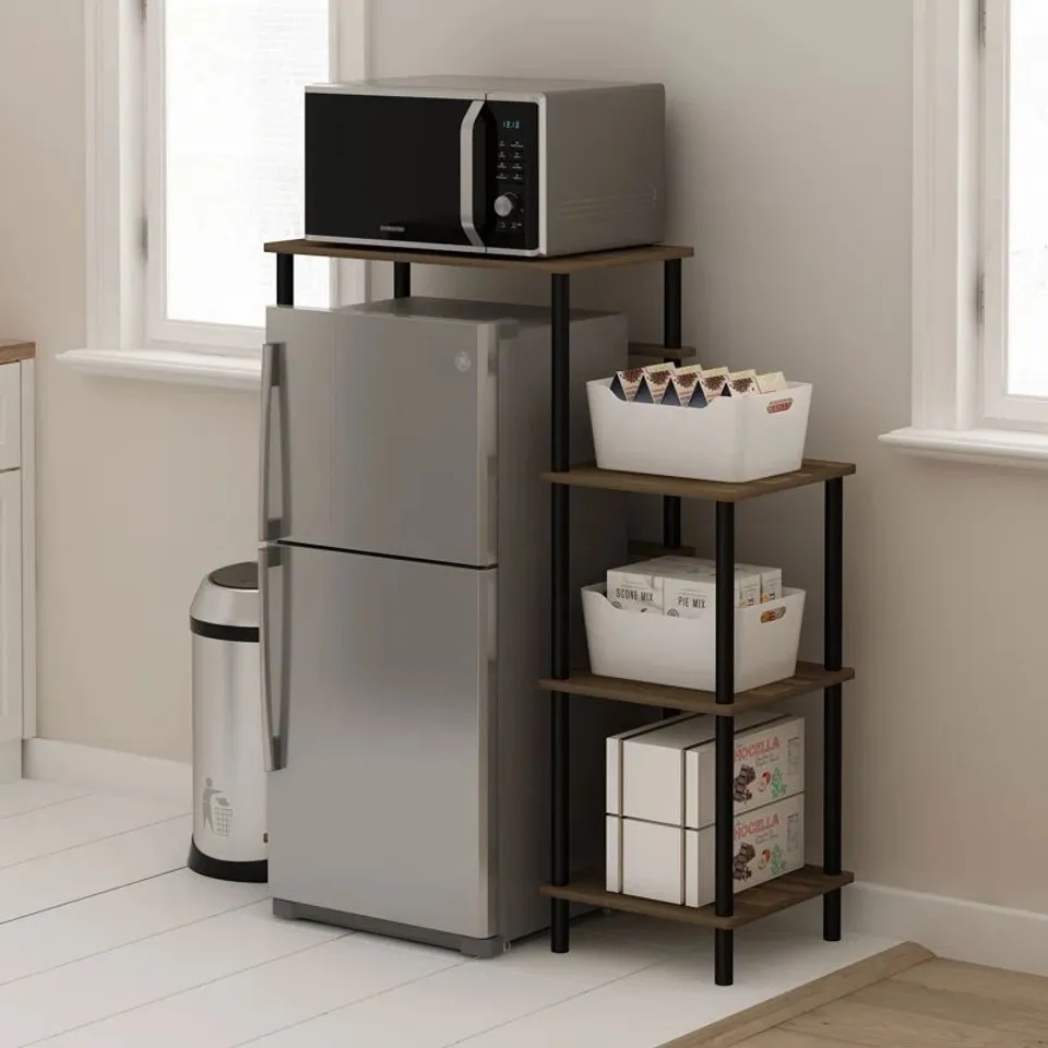 BOXED RIKESHA 97.3 CM KITCHEN TROLLEY - WALNUT (1 BOX)