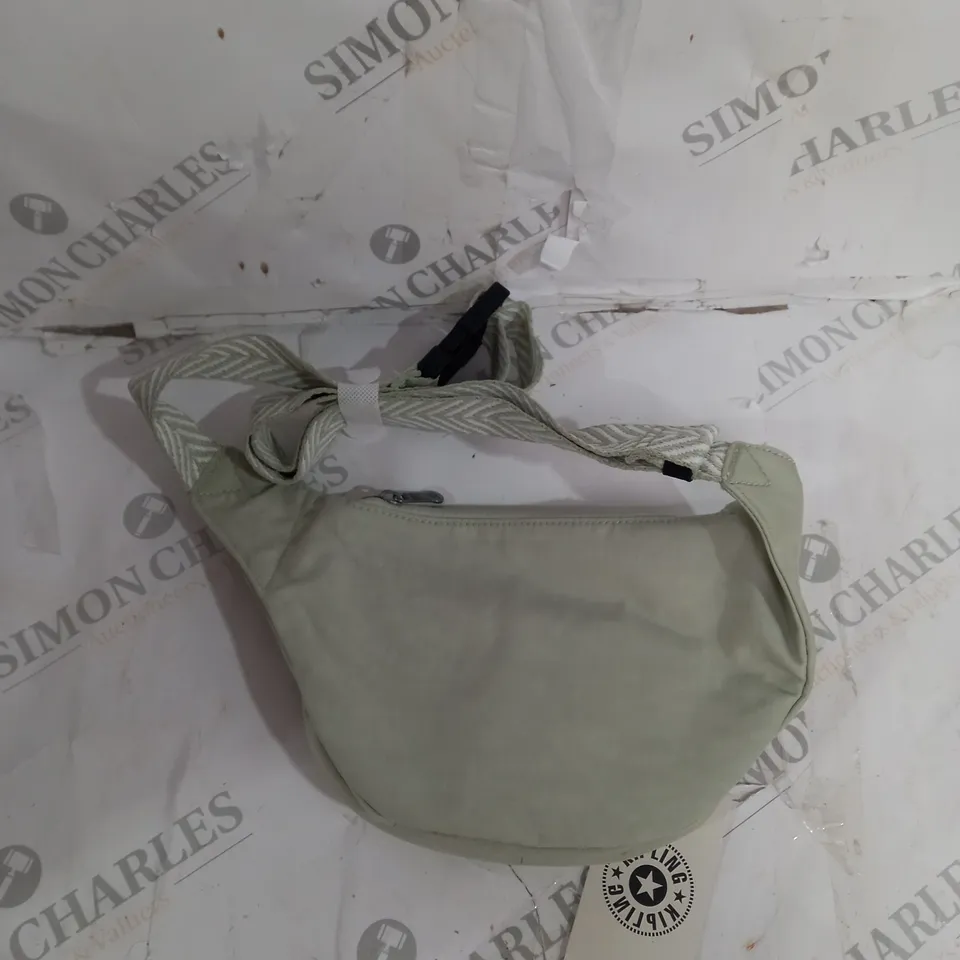 KIPLING CROSSBODY BAG IN SAGE GREEN WITH CHEVRON STRAP 