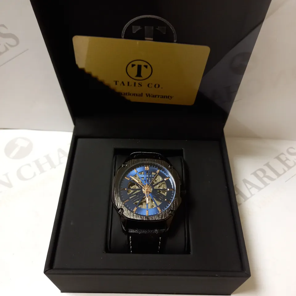 TALIS CO BLUE SKELETON DIAL BRACELET STRAP WRISTWATCH RRP £599