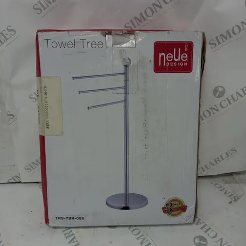 BOXED NEUE DESIGN FREESTANDING TOWEL RACK CHORME