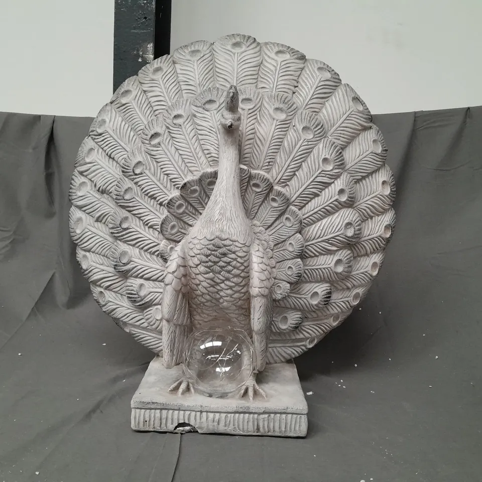 BOXED MY GARDEN STORIES FANNED PEACOCK SCULPTURE
