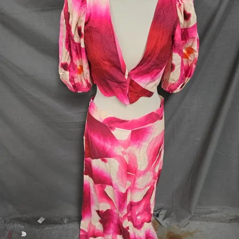 LAAGAN TOP & SKIRT CO-ORD IN ROSE SIZE XS/M