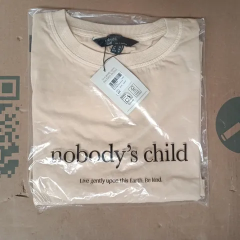 BAGGED NOBODY'S CHILD RAW EDGE RELAXED T-SHIRT IN VANILLA NURISHMENT SIZE MEDIUM