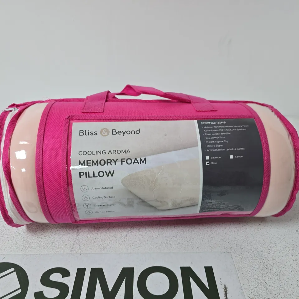 BLISS & BEYOND MEMORY FOAM PILLOW – COOLING AROMA, PINK