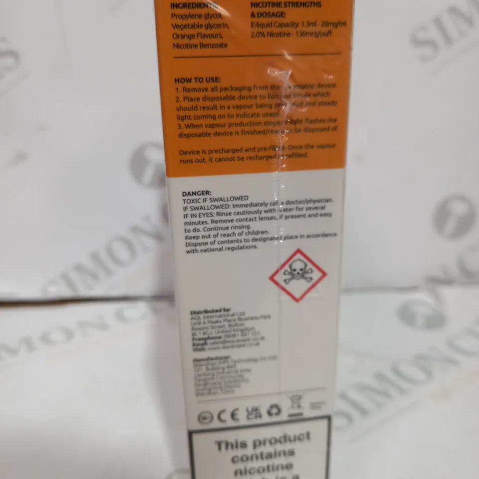 BOXED CEELLOPHANE-WRAPPED PACK OF 10 SMOK MBAR DISPOSABLE VAPES 