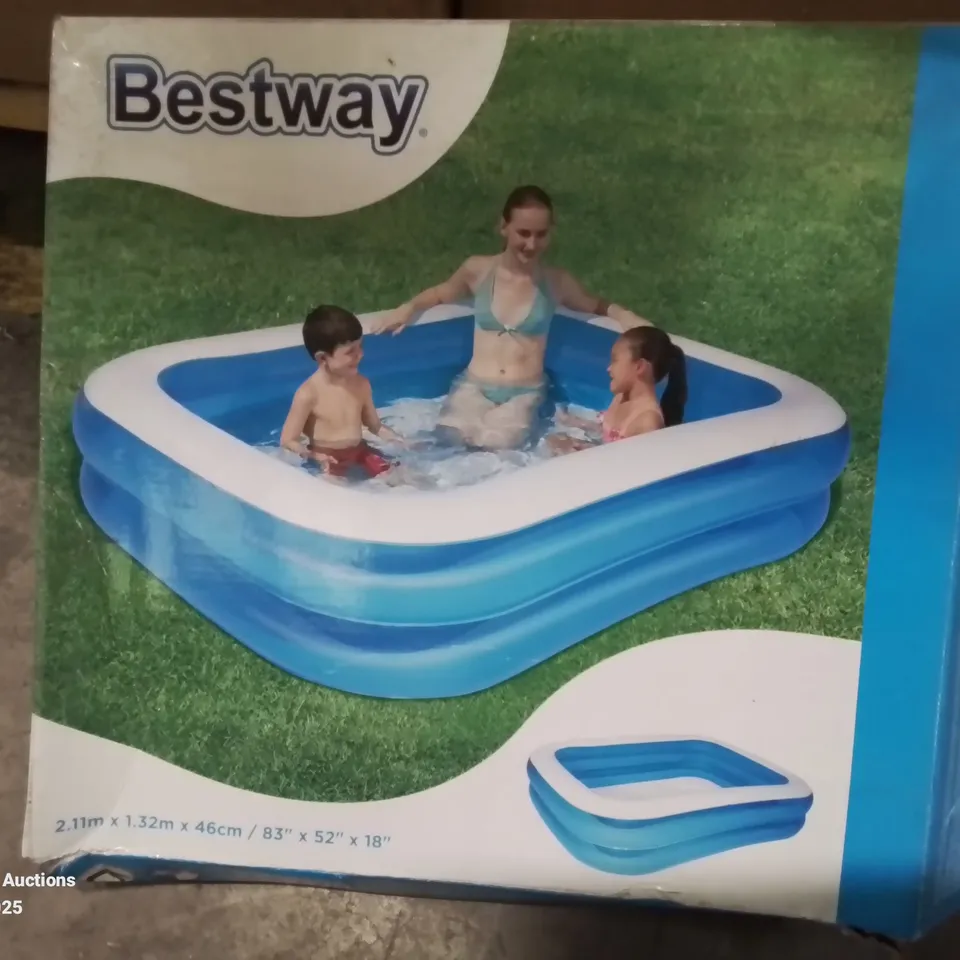 BOXED BESTWAY RECTANGULAR INFLATABLE POOL 2.11M X 1.32M X 46CM